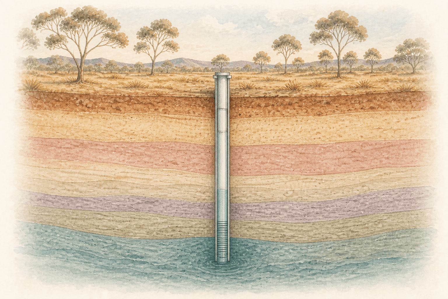Watercolor bore completion diagram