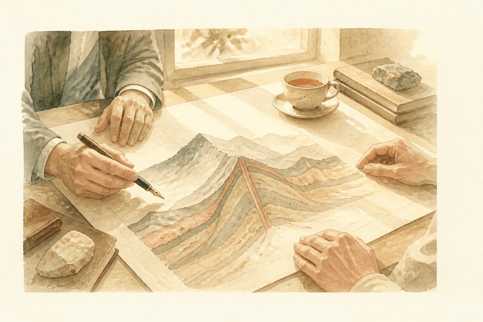Hydrogeologists reviewing a completion drawing